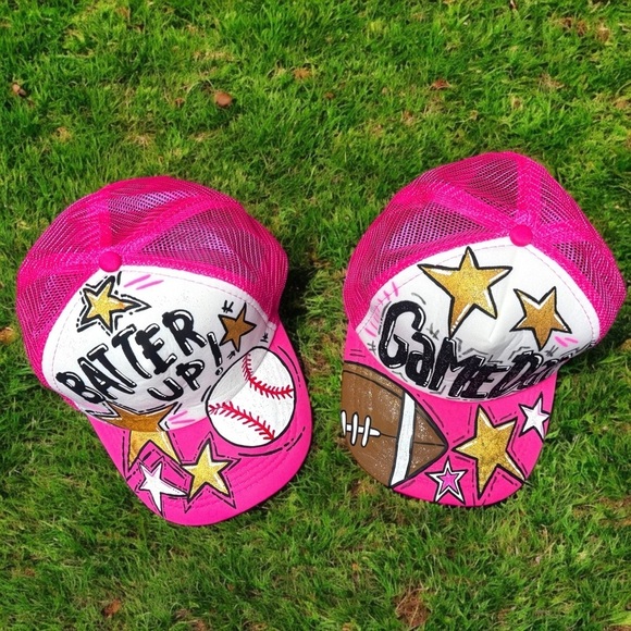 Handpainted Mesh Back Trucker Hat - Score Big with Style! ? Baseball or Football main image 13